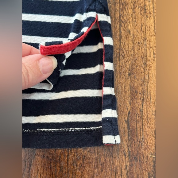 Boden | Breton Navy & White Cotton Long Sleeve Tee w/Red Trim Crewneck, Size 10 - Picture 5 of 8